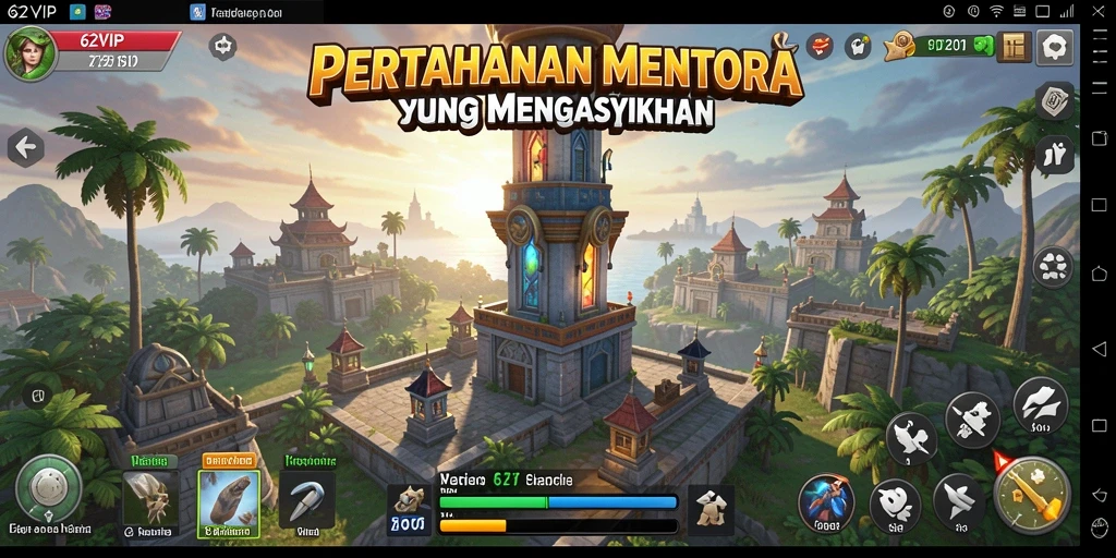 Tangkapan layar menunjukkan aksi mendebarkan dalam 62VIP Tower Defense.