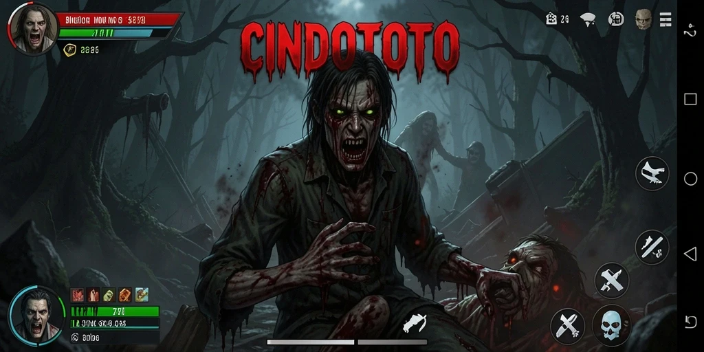 Screenshot gameplay CINDOTOTO menampilkan suasana menegangkan saat menjelajahi tempat angker.