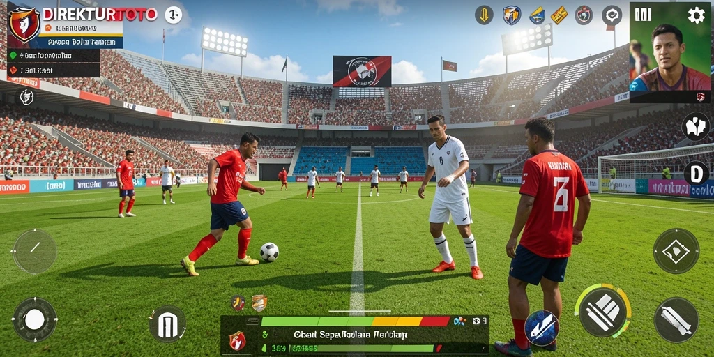 Tampilan gameplay menarik dari DIREKTURTOTO dalam aksi sepak bola.