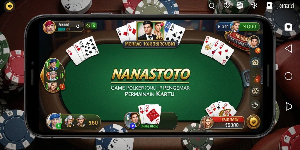 Tampilan gameplay seru dalam NANASTOTO, aplikasi Poker yang mengasyikkan.