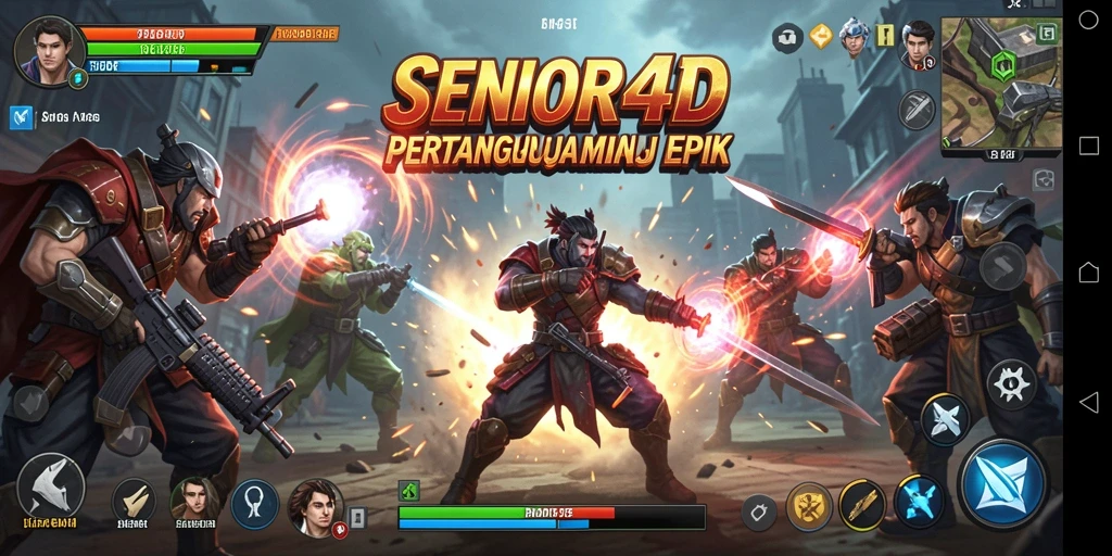 Screenshot utama SENIOR4D menampilkan aksi pertarungan yang intens.