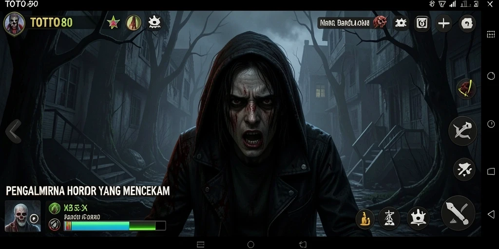 Screenshot utama TOTO80 menampilkan suasana mencekam dan gameplay yang menegangkan.