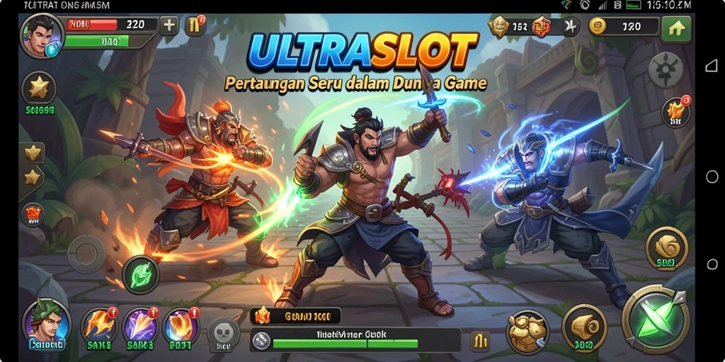 Tampilan seru pertarungan di ULTRASLOT dengan karakter beragam.